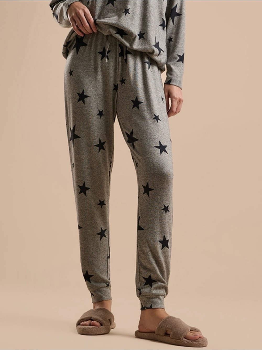 Cozy Star-Print Lounge Pajama Pants - Gray